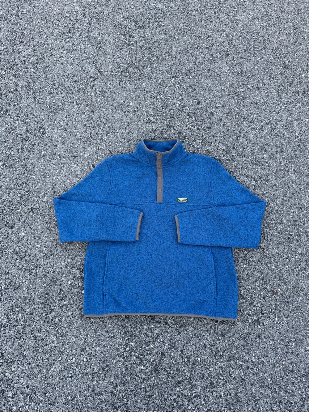 LL Bean Sweater Fleece Pullover 298050 Snap T Slightly Fitted Blue Size L NWOT